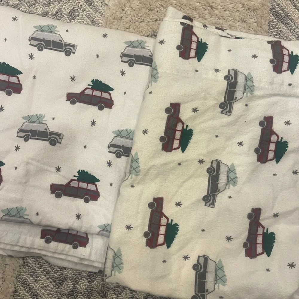 Target Christmas Flannel Car Truck Tree Twin Bedding Sheet Set